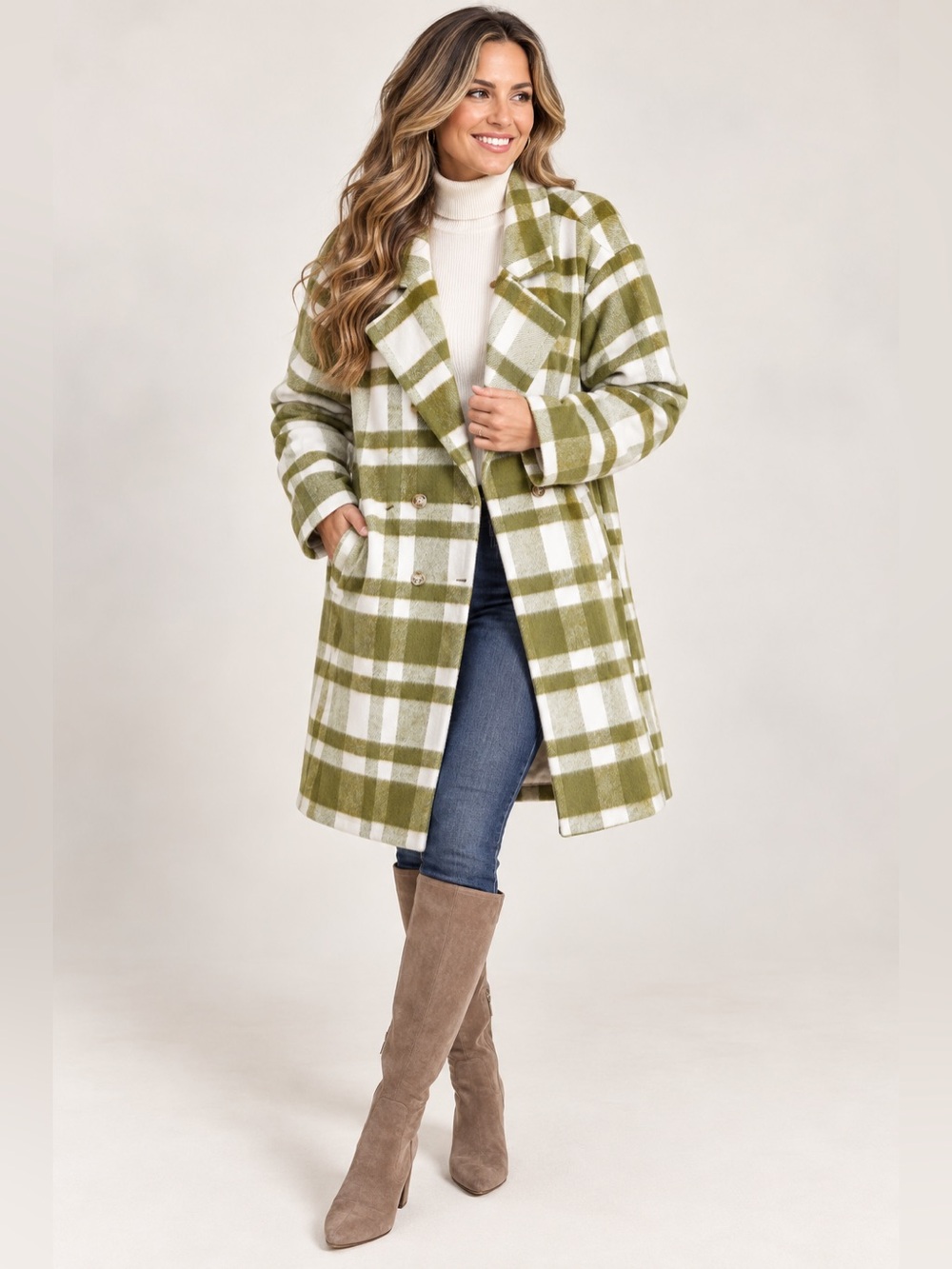 Le Lis NWT Sage Green Plaid Fall Layering Jacket Coat Medium